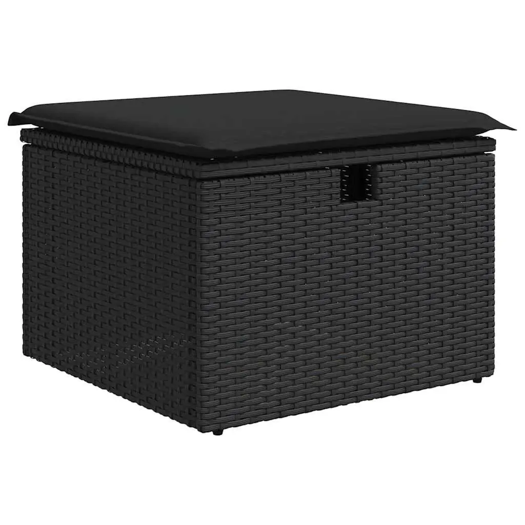 Outdoor Sofa Set 8 Piece Modular Patio Furniture Black Poly Rattan