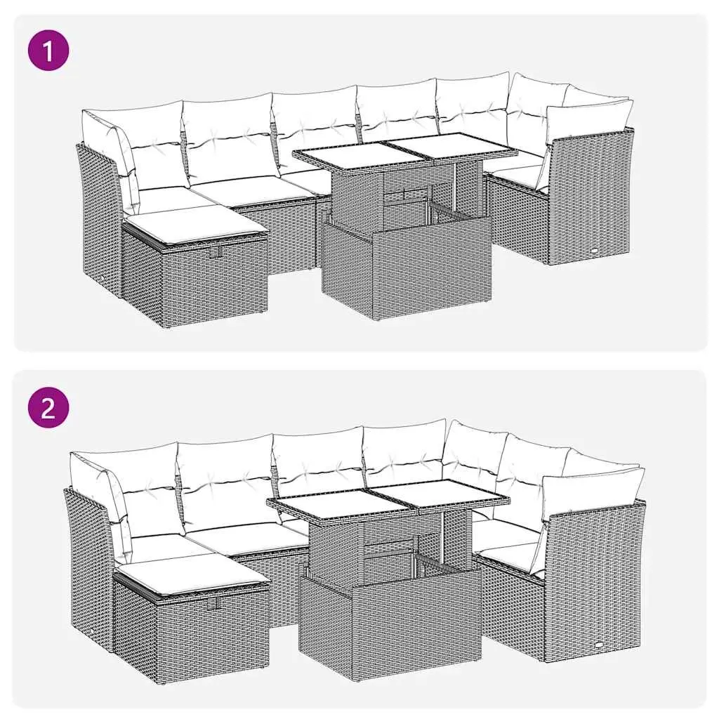 Garden Sofa Set 8 Piece Outdoor Furniture Modular Grey PE Rattan Patio Seating