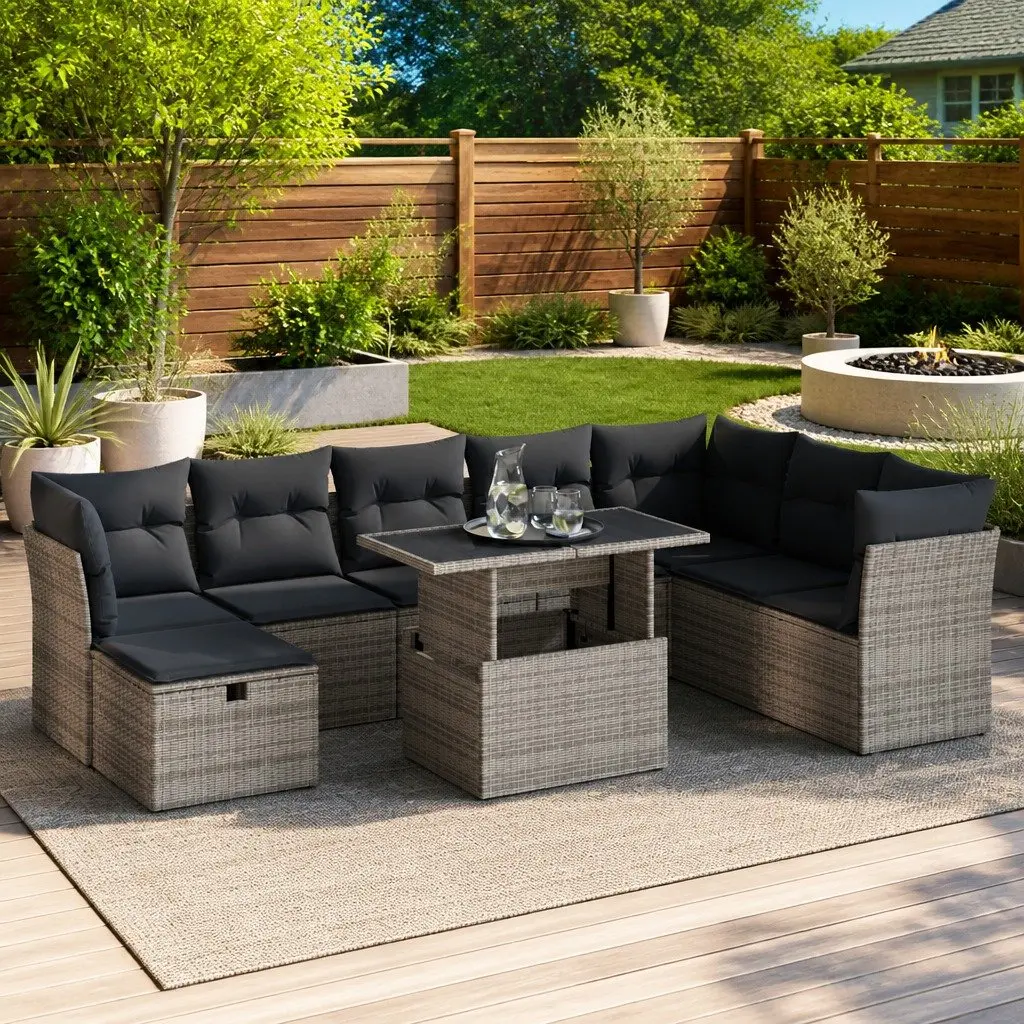 9 Piece Grey Sofa Set