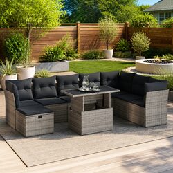 Comfortable and Versatile 9 Piece Grey Sofa Set
