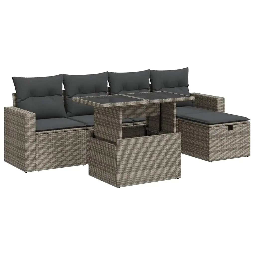 Garden Sofa Set Outdoor Furniture 6 Piece Modular Seating Grey with Cushions