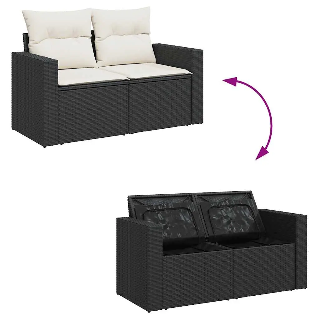 Garden Sofa Set 9 Piece Outdoor Furniture Modular Black Poly Rattan