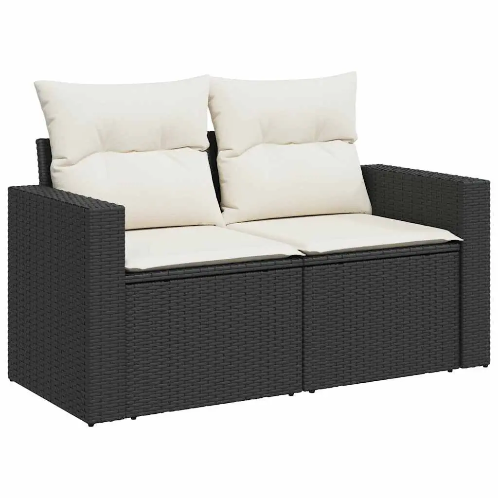 Garden Sofa Set 9 Piece Outdoor Furniture Modular Black Poly Rattan