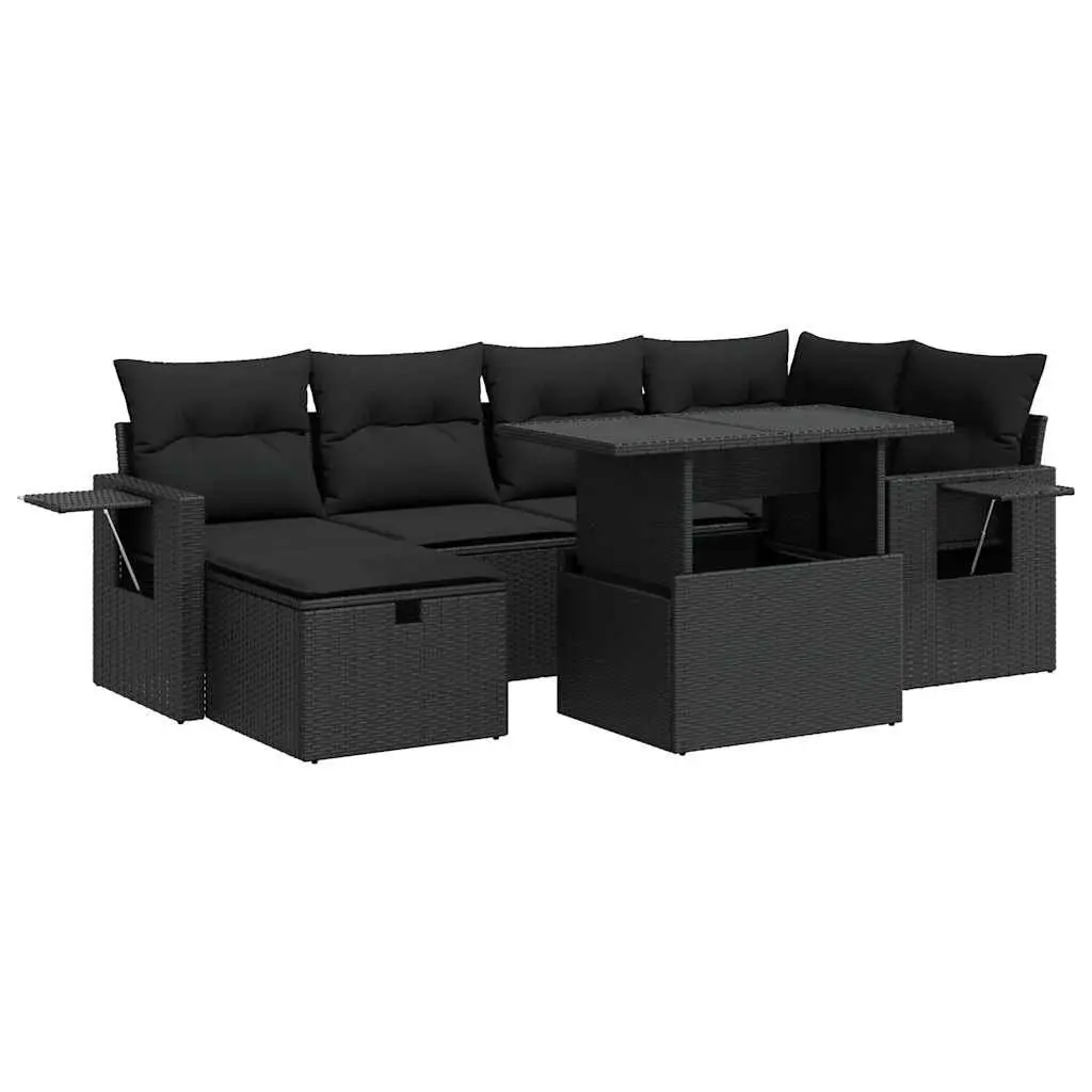 7 Piece Garden Sofa Set Outdoor Furniture Black Cushions Storage