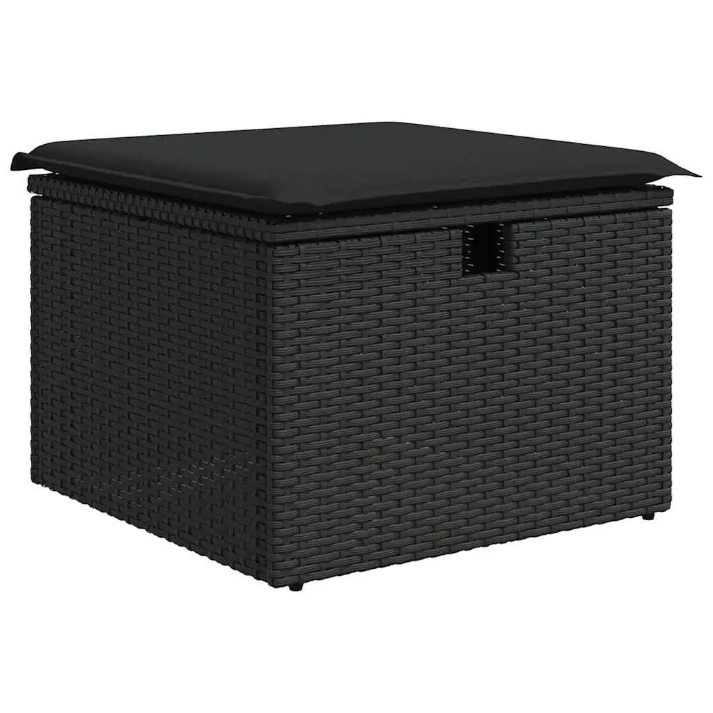 9 Piece Garden Sofa Set Outdoor Furniture Modular with Storage and Foldable Side Table Black