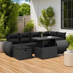 Value-Driven 7 Piece Black Rattan Garden Sofa Set