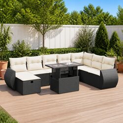Comfort Meets Value: 9 Piece Black Rattan Sofa Set