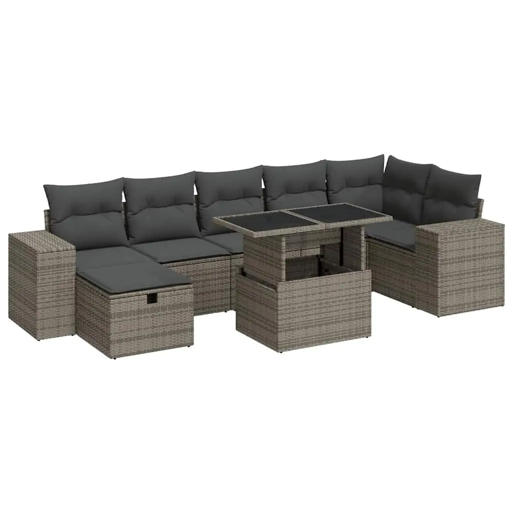 Garden Sofa Set 5 Piece Outdoor Furniture Grey Poly Rattan Patio Seating