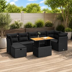 Warm and Reliable 8 Piece Garden Sofa Set with Cushions