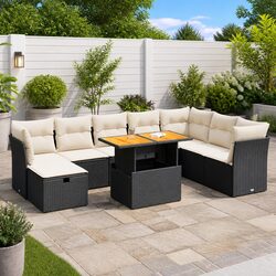 Reliable 9 Piece Garden Sofa Set with Cushions for Comfort