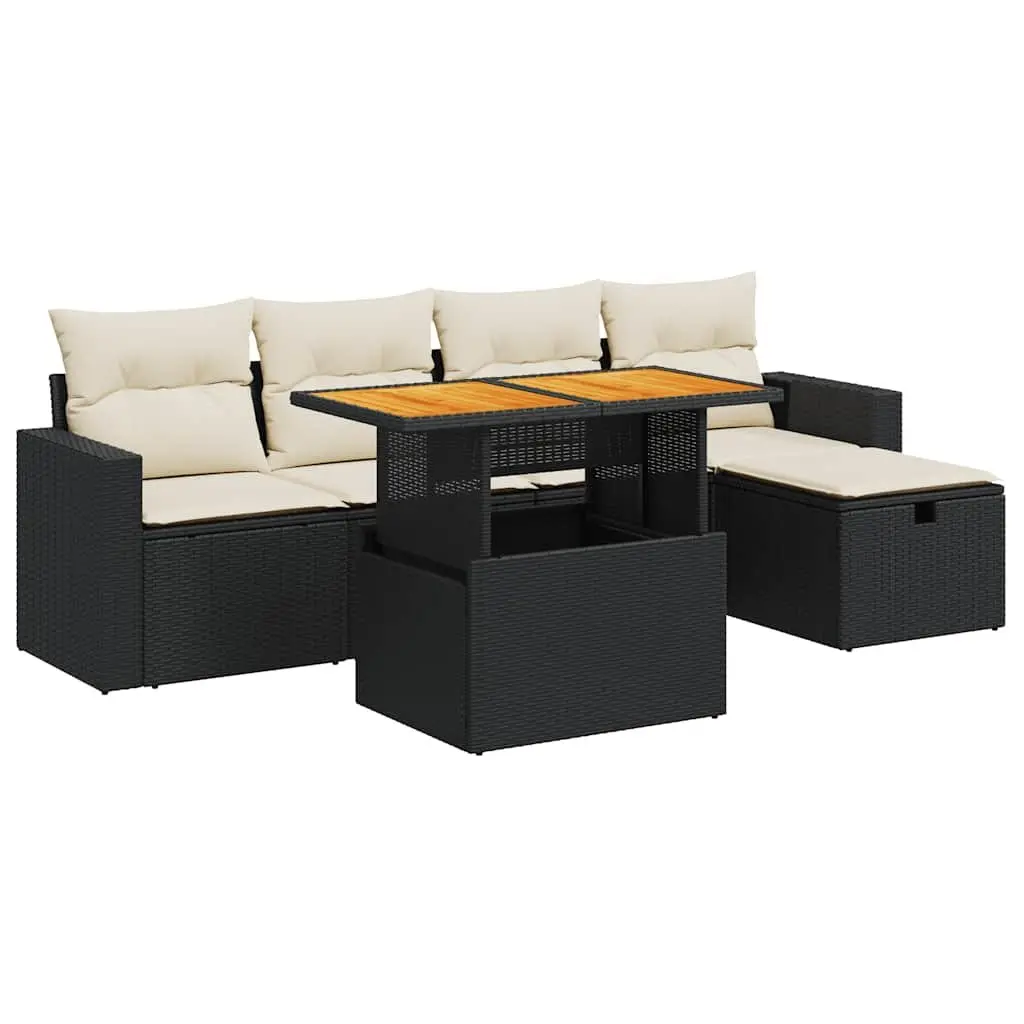 6 Piece Garden Sofa Set Outdoor Patio Furniture Cushions Storage Black
