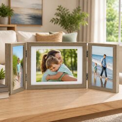 Trifold Photo Frame Collage in Brown 28x18 cm
