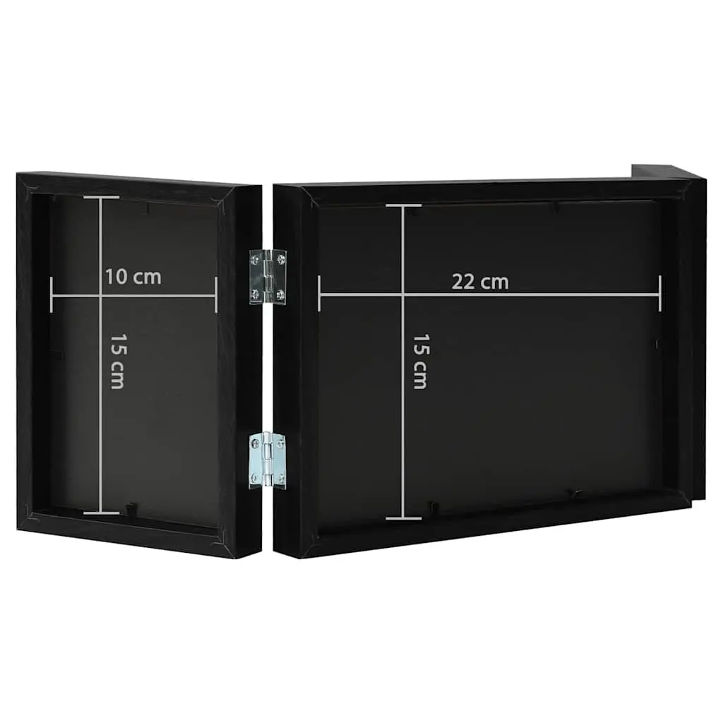 Trifold Photo Frame Collage Display Black 22x15cm 10x15cm