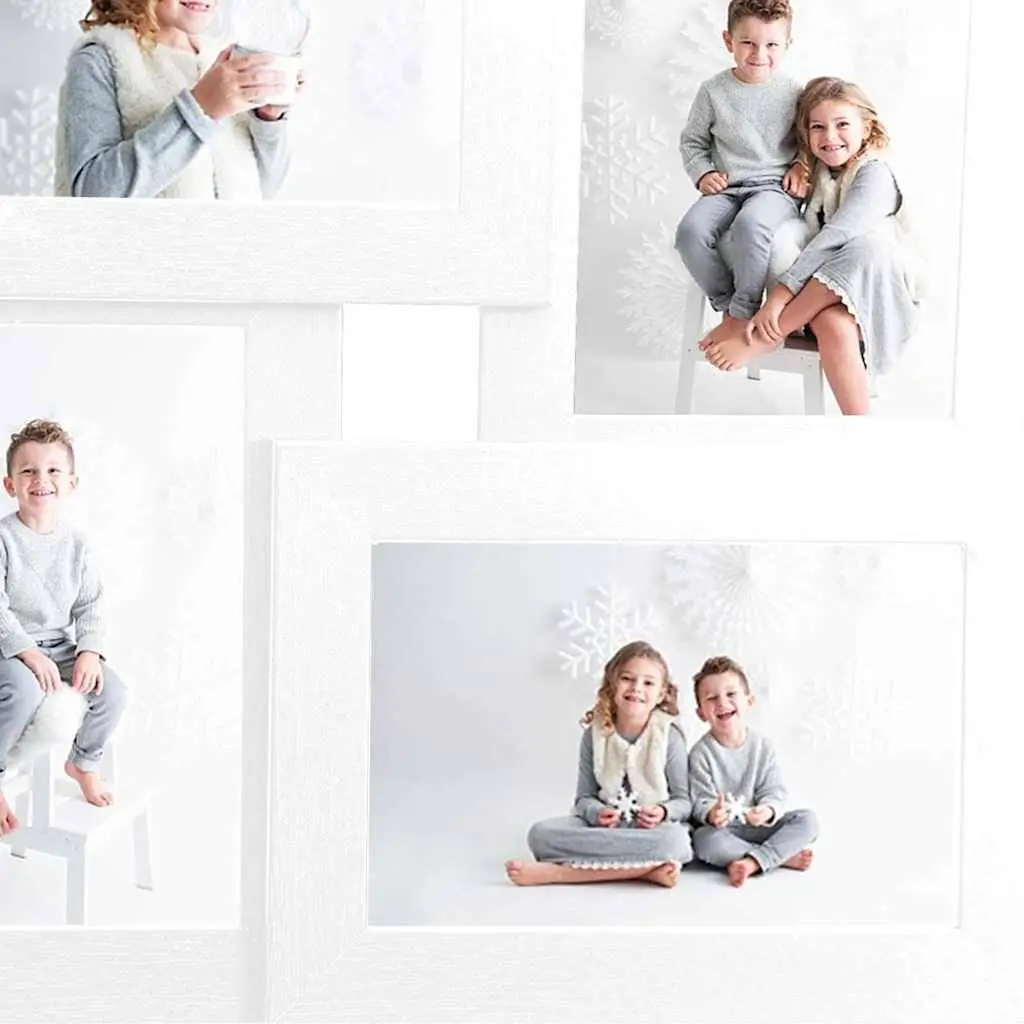 Photo Frame Collage Display White Modern for 4 Pictures 13x18cm Size Wall or Table Decor