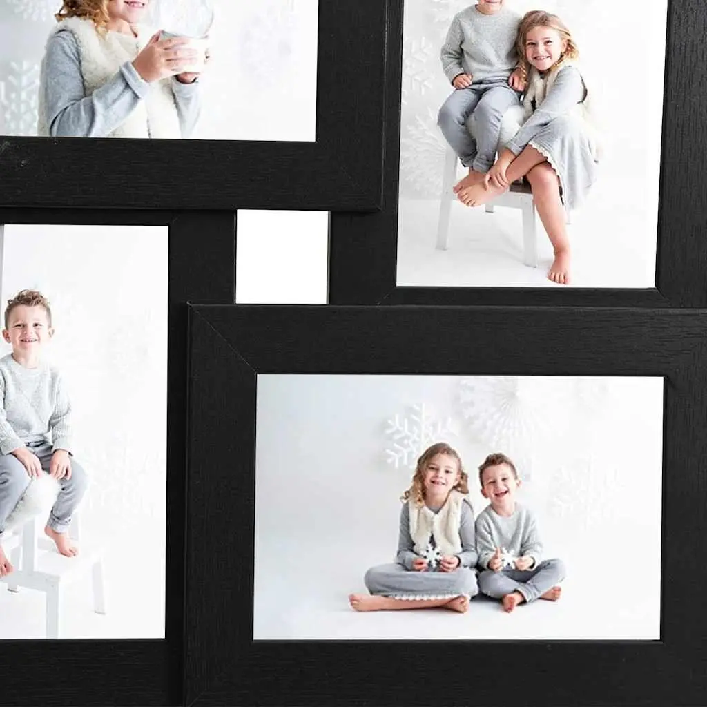 Collage Photo Frame 4 Opening Display 13x18 cm Black Wall Table Decor