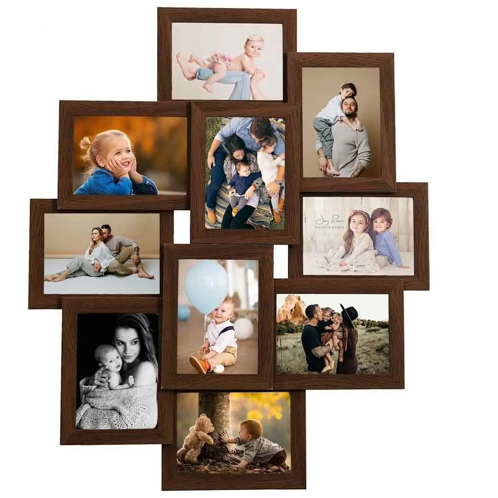 Collage Photo Frame Set 10 Piece 13x18cm Wall Gallery Display Dark Brown