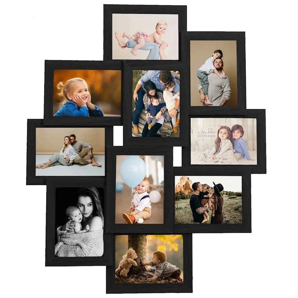 Collage Photo Frame 10 Piece Display 10x15 cm Black Wall Decor