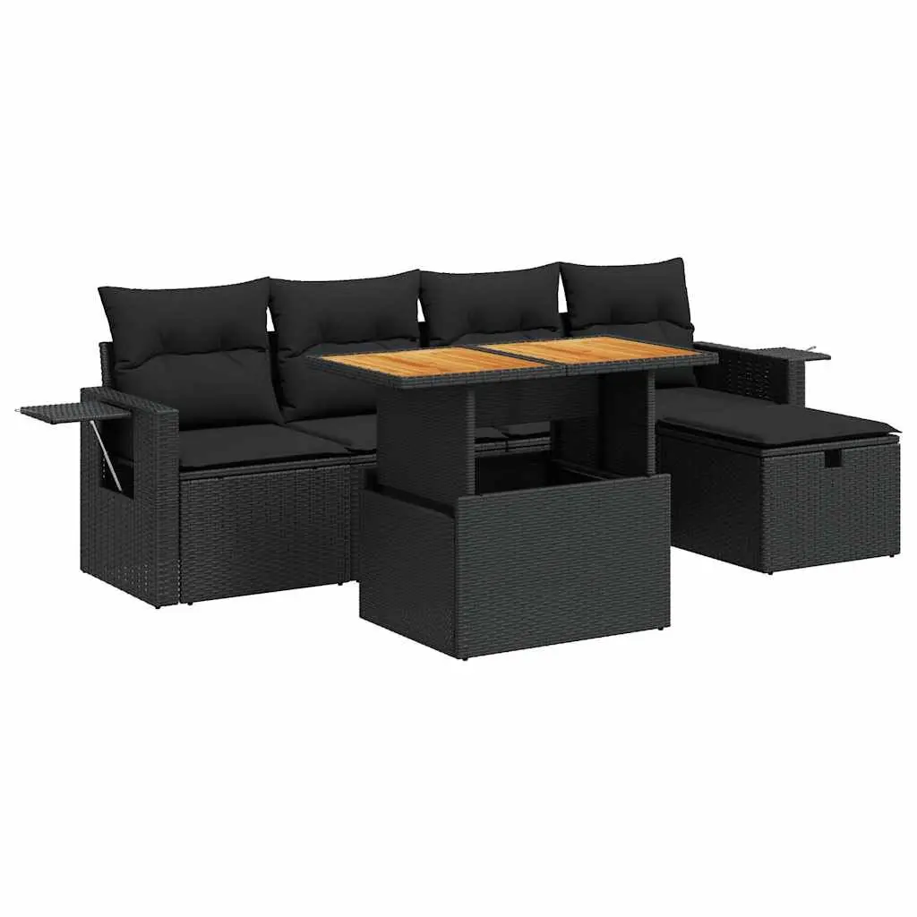 Garden Sofa Set 6 Piece Outdoor Modular with Cushions and Storage