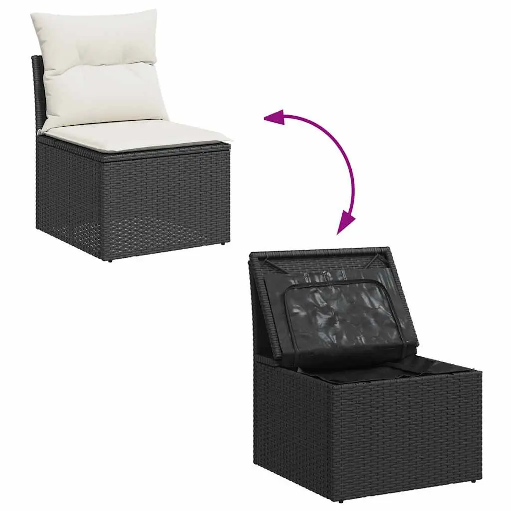 Garden Sofa Set 9 Piece Outdoor Furniture Black Poly Rattan Modular Patio Lounge