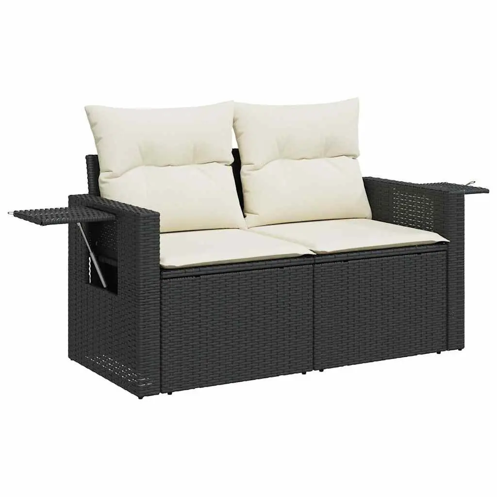 Garden Sofa Set 9 Piece Outdoor Furniture Black Poly Rattan Modular Patio Lounge