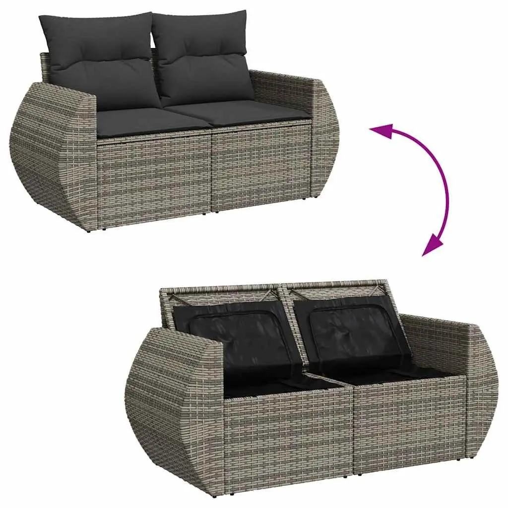 6 Piece Garden Sofa Set Outdoor Furniture with Storage Cushions Grey
