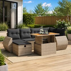 Comfortable 8 Piece Garden Sofa Set – Grey Rattan