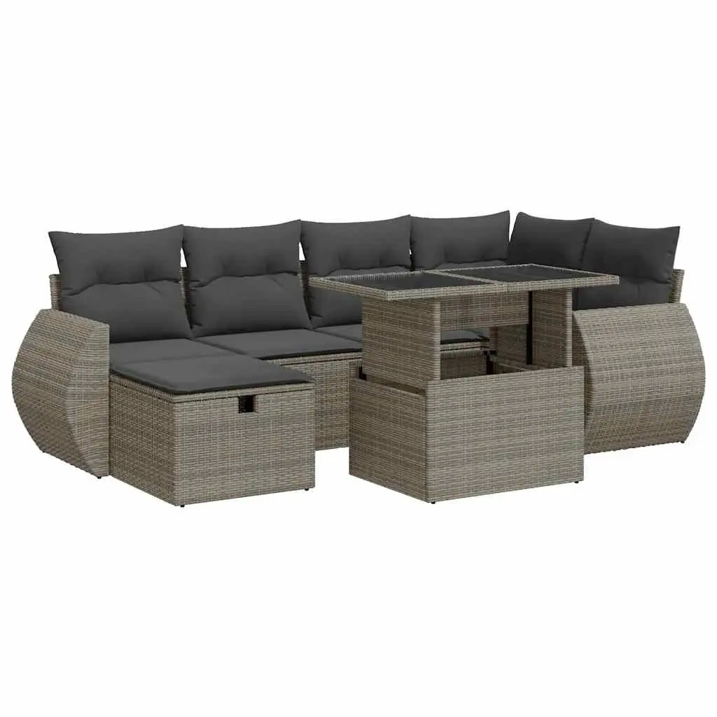 Garden Sofa Set 8 Piece Outdoor Furniture Modular Seating Grey Poly Rattan