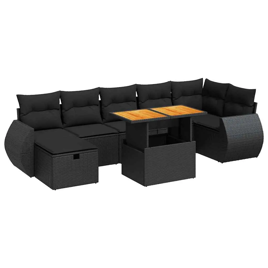 Garden Sofa Set 5 Piece Outdoor Furniture Black Poly Rattan Patio Seating with