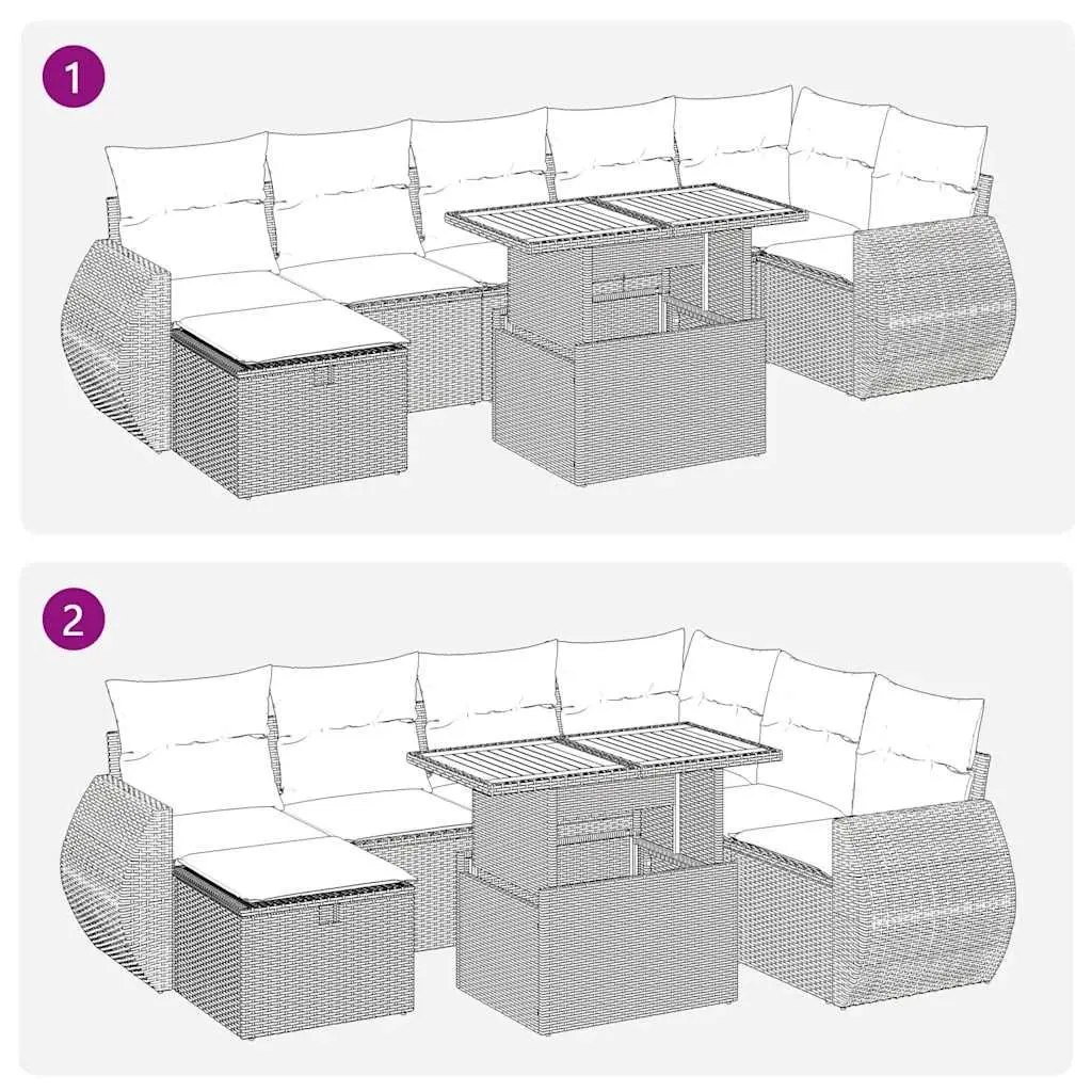 Garden Sofa Set 5 Piece Outdoor Furniture Black Poly Rattan Patio Seating with