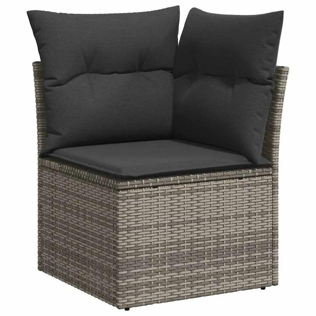 Garden Sofa Set 9 Piece Outdoor Furniture Grey Poly Rattan with Cushions