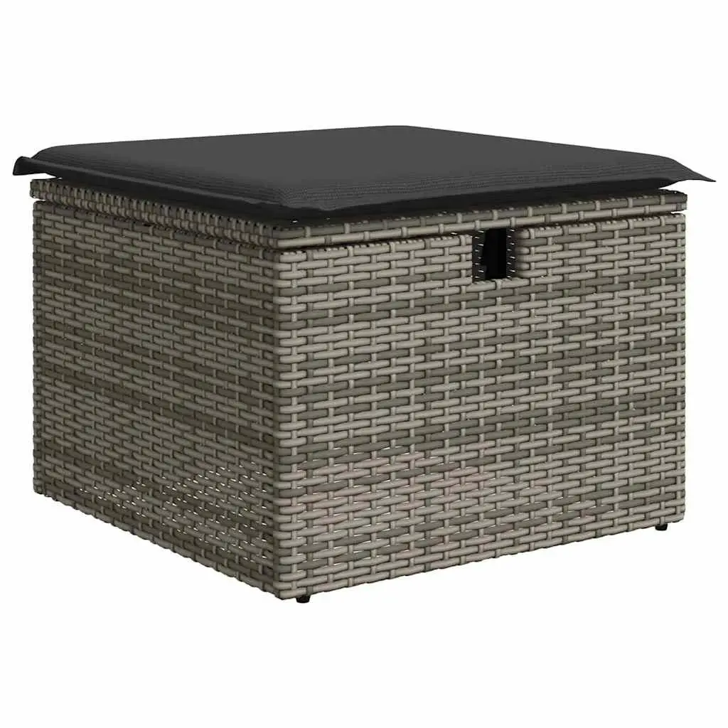 Garden Sofa Set 8 Piece Outdoor Furniture Grey Poly Rattan with Cushions