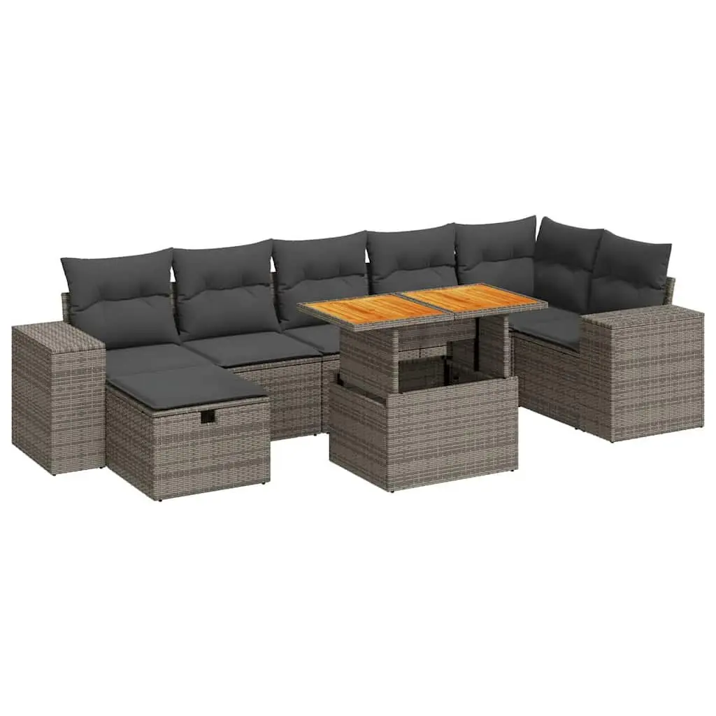 Garden Sofa Set 5 Piece Outdoor Furniture Grey Poly Rattan with Cushions