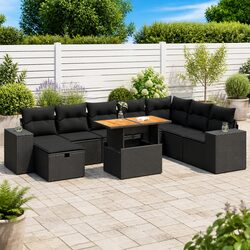 Comfortable 9 Piece Garden Sofa Set with Storage Features