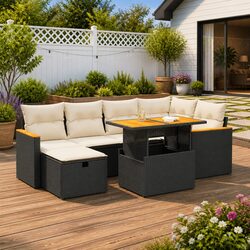Comfortable and Practical 8 Piece Black Garden Sofa Set