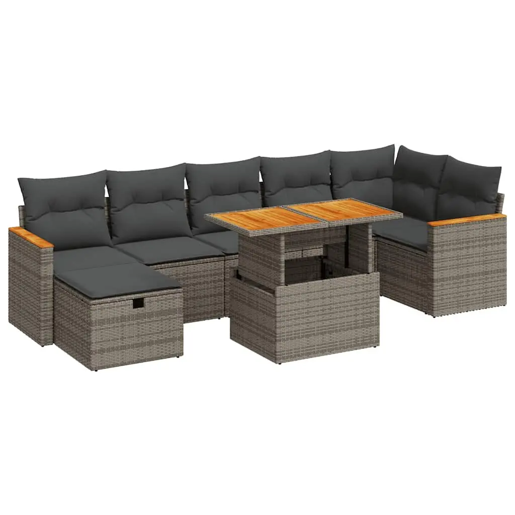 Garden Sofa Set 5 Piece Outdoor Furniture Grey Poly Rattan with Storage Cushions