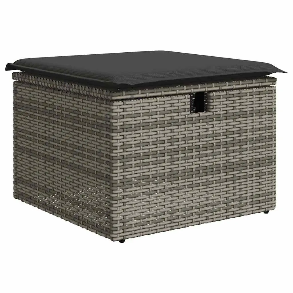 Garden Sofa Set 5 Piece Outdoor Furniture Grey Poly Rattan with Storage Cushions