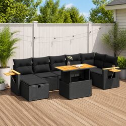 Reliable 5 Piece Black Poly Rattan Garden Sofa Set