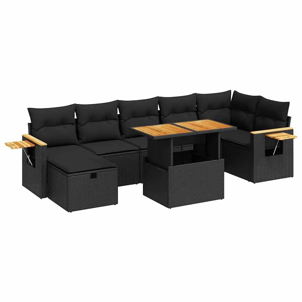 5 Piece Garden Sofa Set Outdoor Furniture Black Poly Rattan Patio Conversation