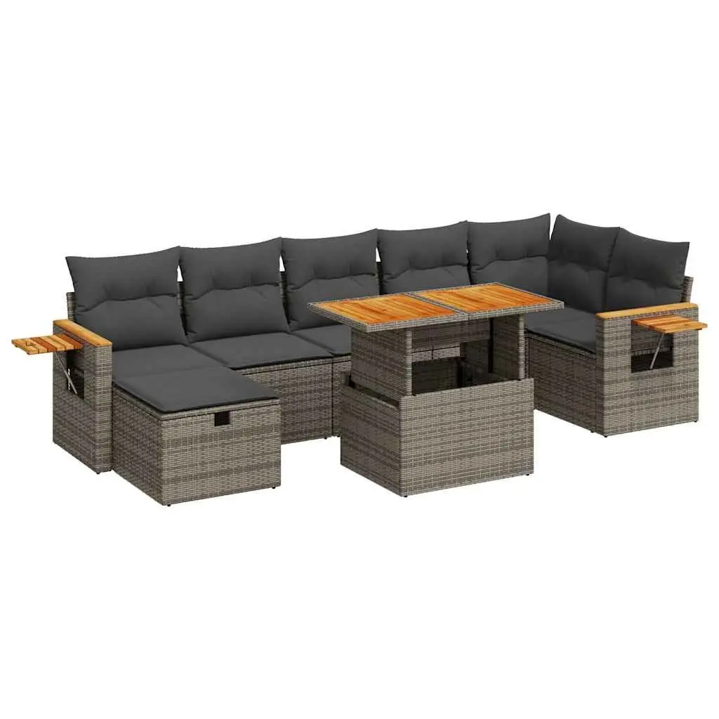 Garden Sofa Set 5 Piece Outdoor Furniture Patio Sectional Grey with Storage Cushions