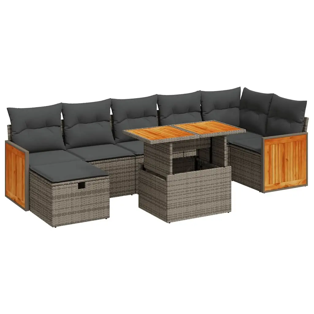 Garden Sofa Set 5 Piece Outdoor Furniture Grey Poly Rattan Patio Lounge Seating