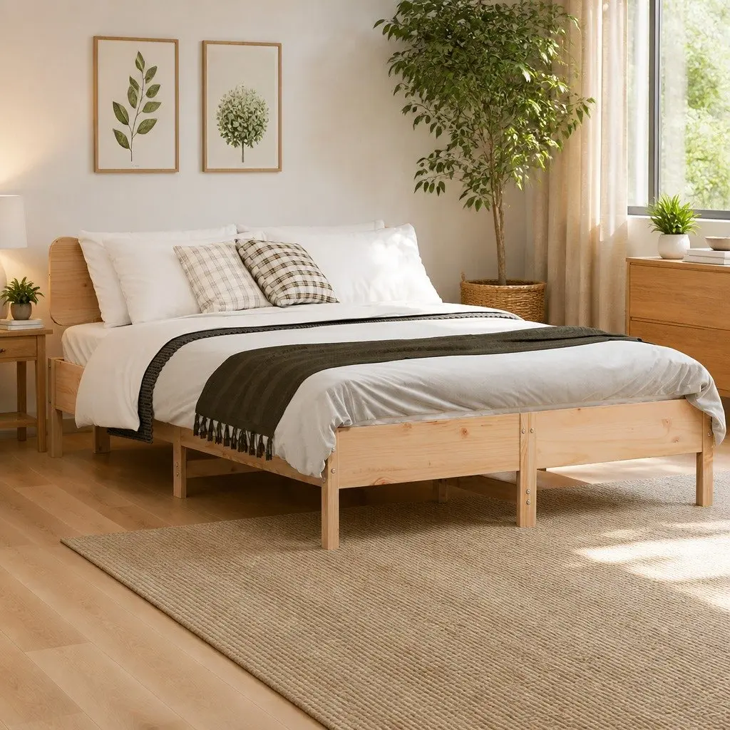 Solid Wood Pine Bed Frame 135x190 cm