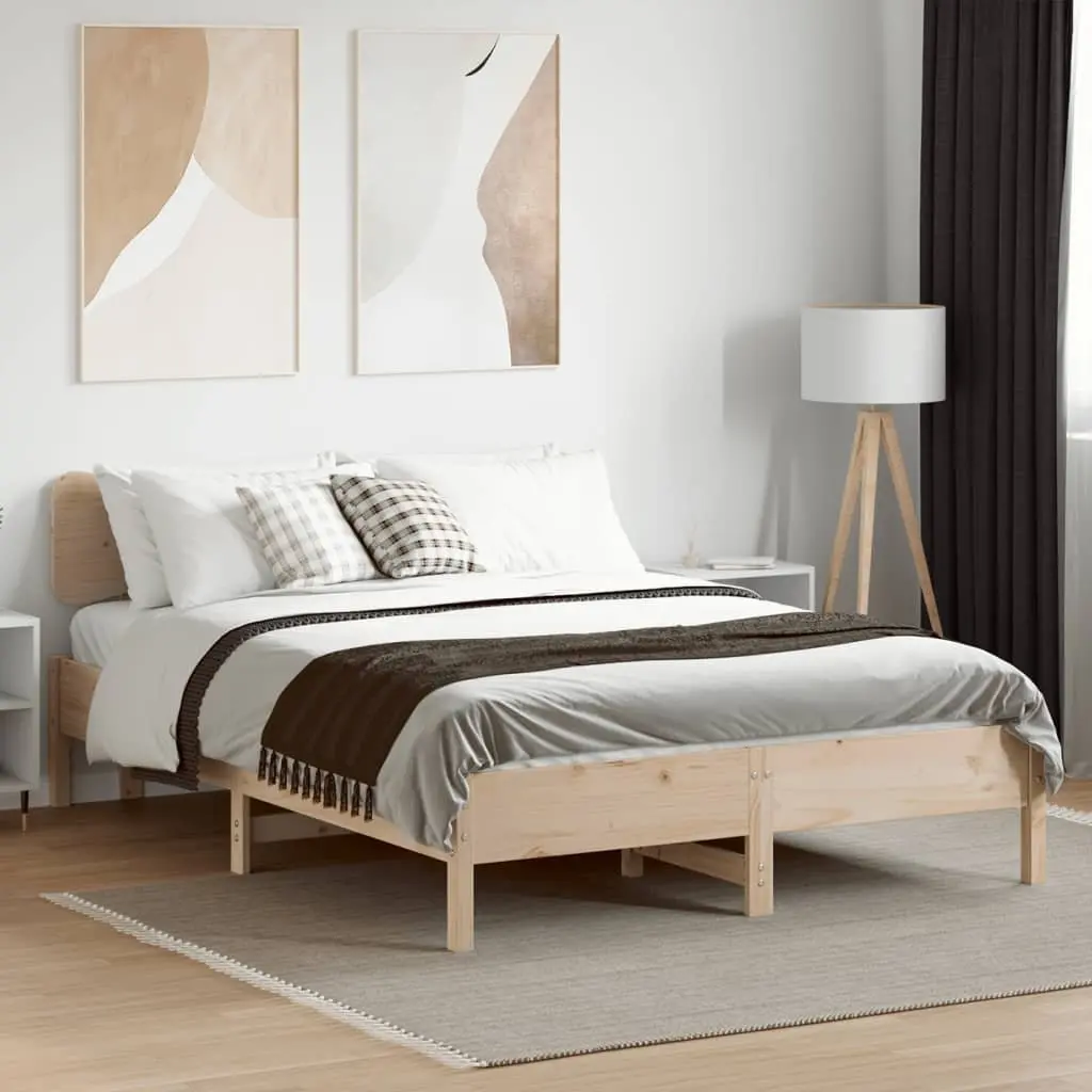 Solid Wood Pine Bed Frame 135x190 cm