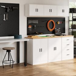 Reliable 2 Piece White Storage Cabinets for Your Garage