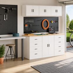 Reliable 2pc White Garage Cabinets for Home Storage