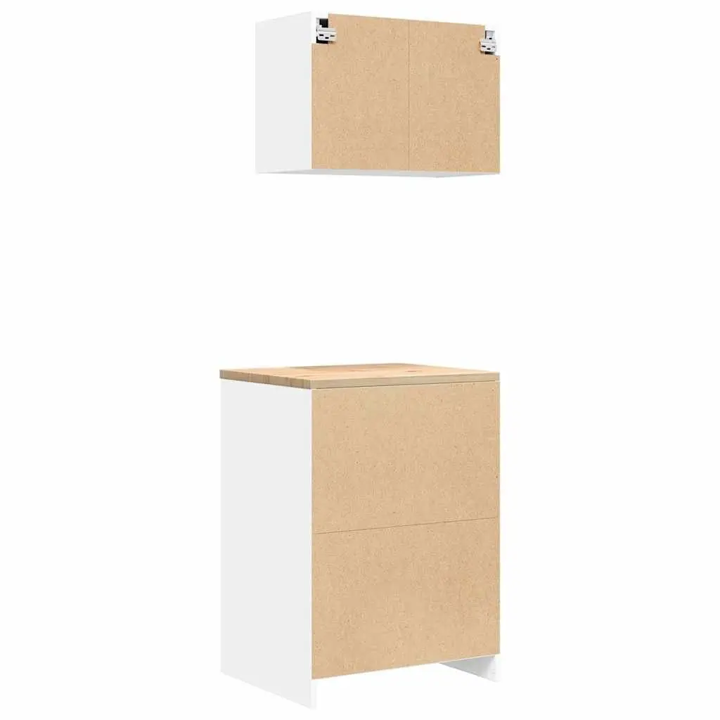 Garage Storage Cabinets 2pc White Engineered Wood Tool Organiser