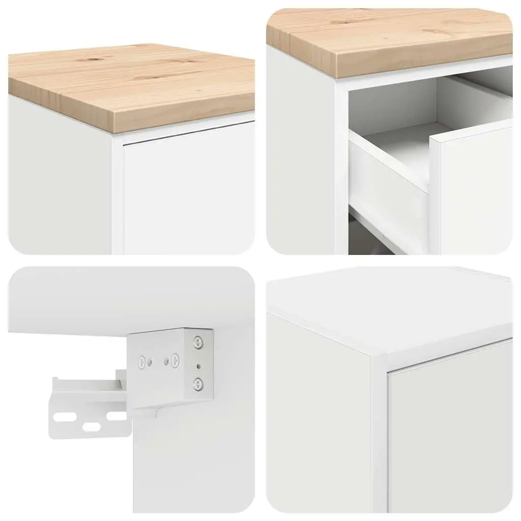 Garage Storage Cabinets 2pc White Engineered Wood Tool Organiser