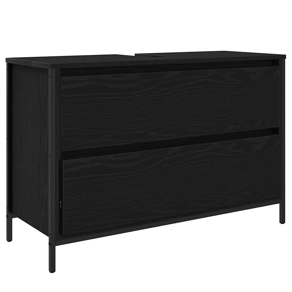 Bathroom Furniture Set Storage Cabinet Unit 3 Piece Black Oak