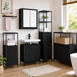 Practical 5-Piece Black Bathroom Furniture Set for Value
