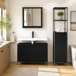 Reliable Black Bathroom Vanity Furniture Set - 2 Pieces