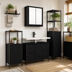 Value-Driven Black Oak Bathroom Vanity Storage Set